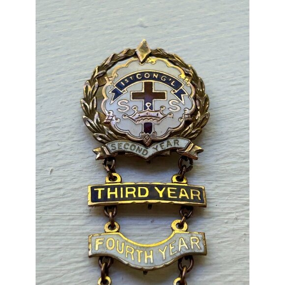 "Little's System Cross & Crown "1 ST CONG'L"  Pn 1/20 9KT Gold r - Picture 4 of 6